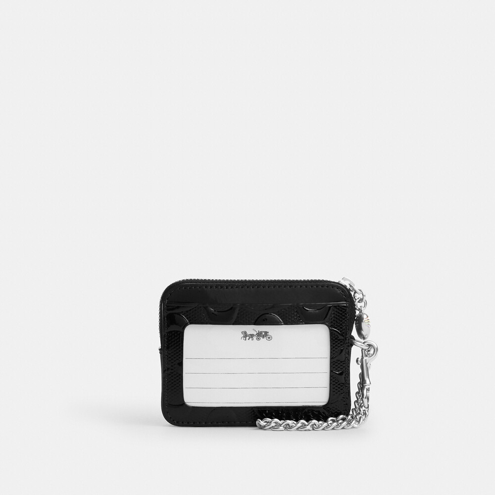 Coach Outlet Zip Card Case In Signature Leather With Heart Charm - Picture 2 of 6